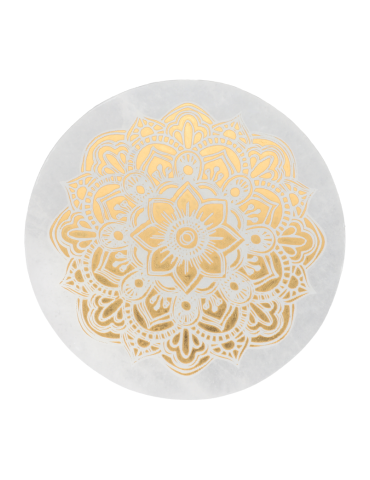 Disque sélénite mandala doré