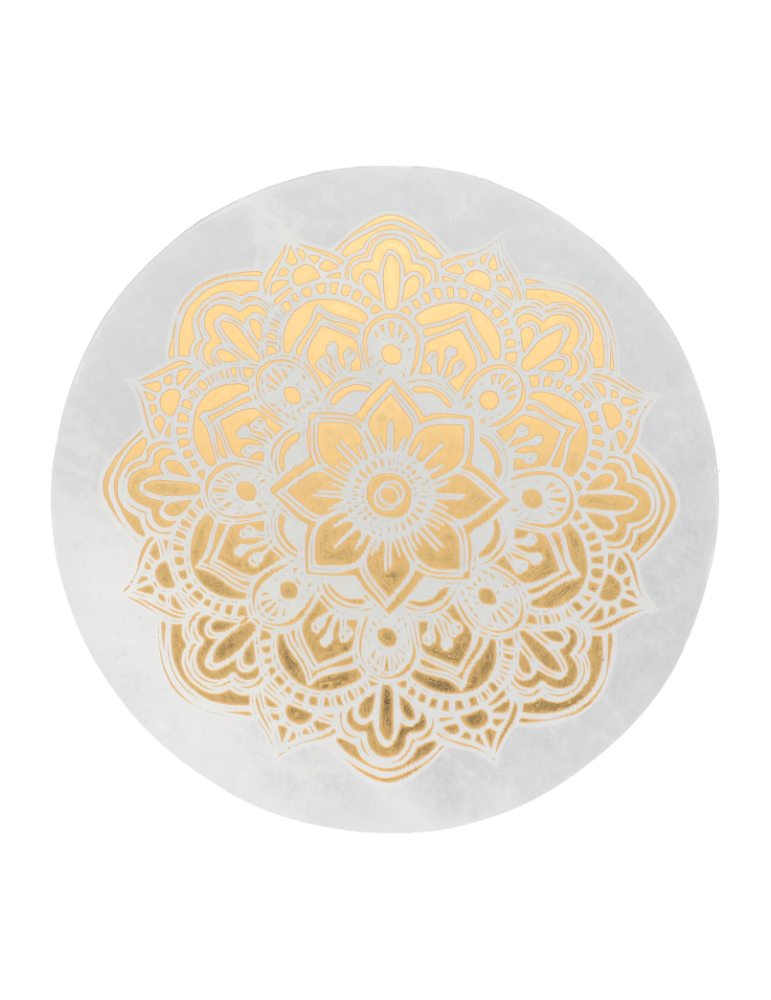 Goldener Mandala-Selenitdiskus