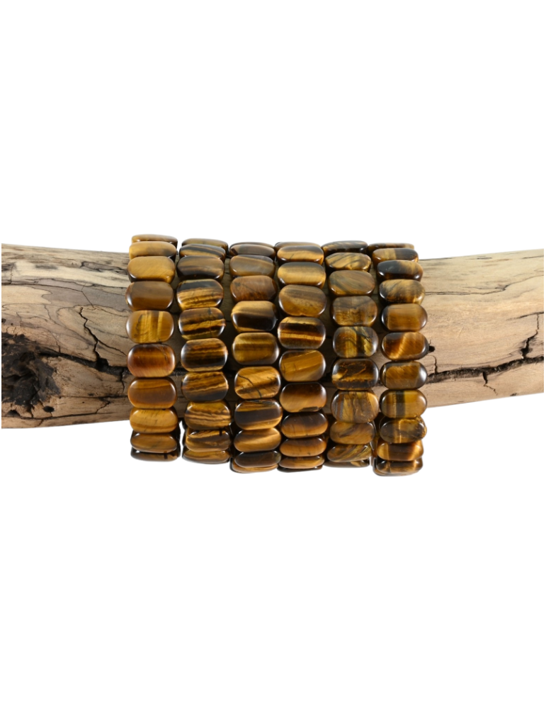 Brazalete de ojo de tigre plano facetado