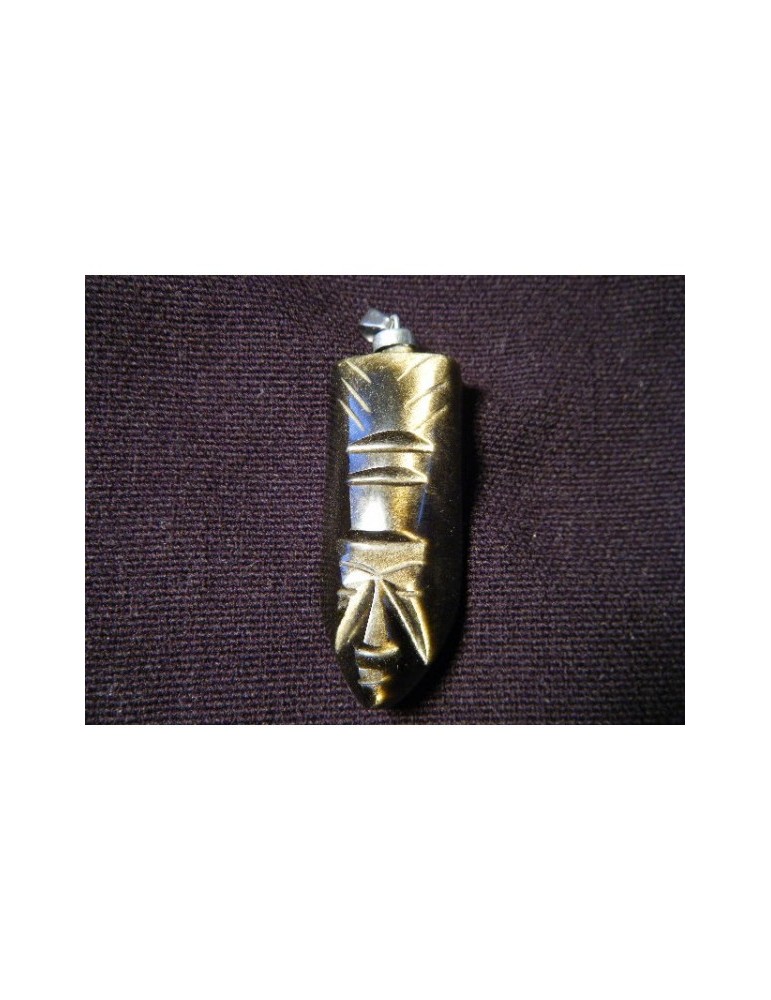 Porte clef Dieux aztèque obsidienne