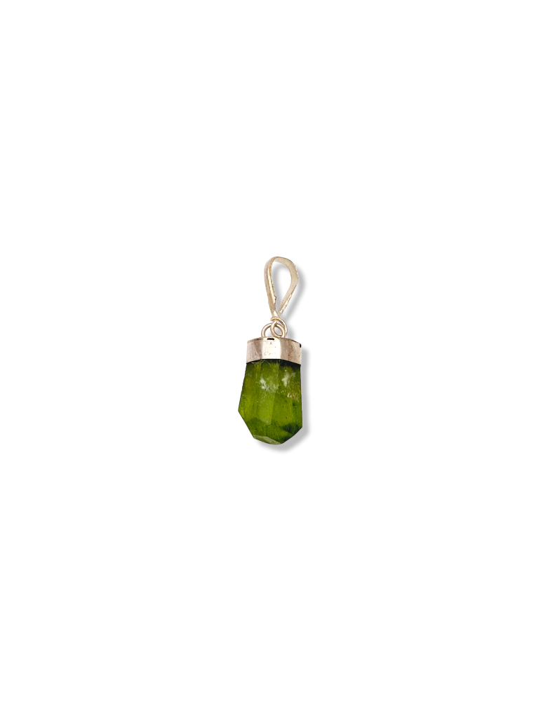 Pendentif Péridot cristal serti en argent 925 AB