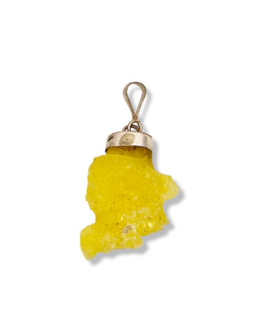 Pendentif brucite jaune serti en argent 925 A