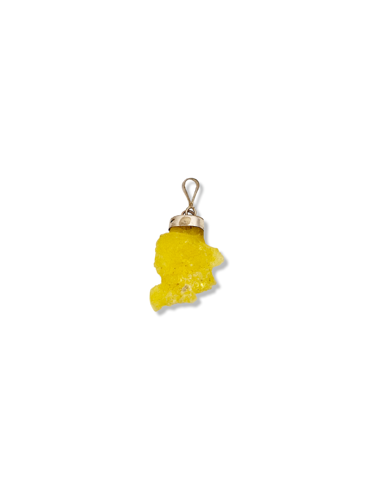 Pendentif brucite jaune serti en argent 925 A