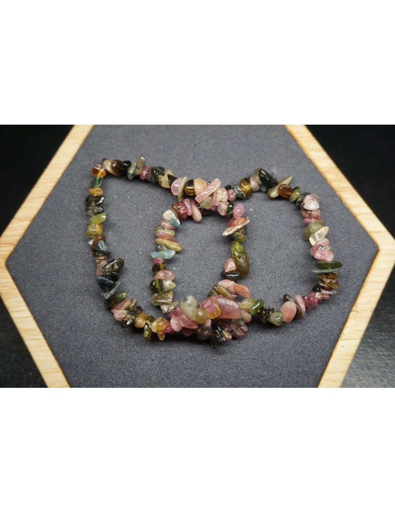 Multicolor Tourmaline Chip Bracelets Set of 10