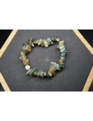 Moss Agate Chips Bracelet Set of 10