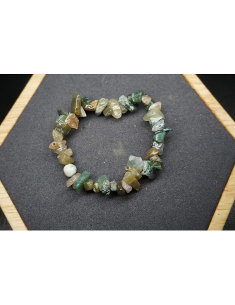 Moss Agate Chips Bracelet Set of 10