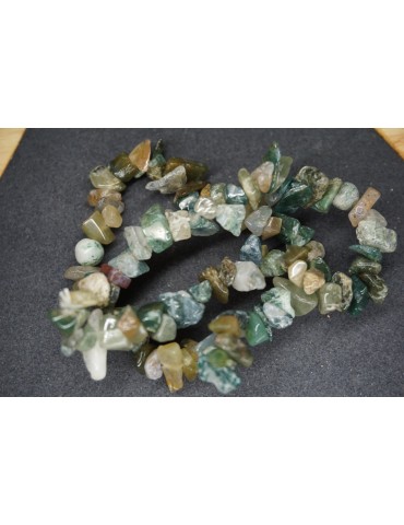 Moss Agate Chips Bracelet Set of 10