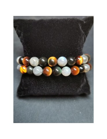 Bracelet triple protection labradorite perles A