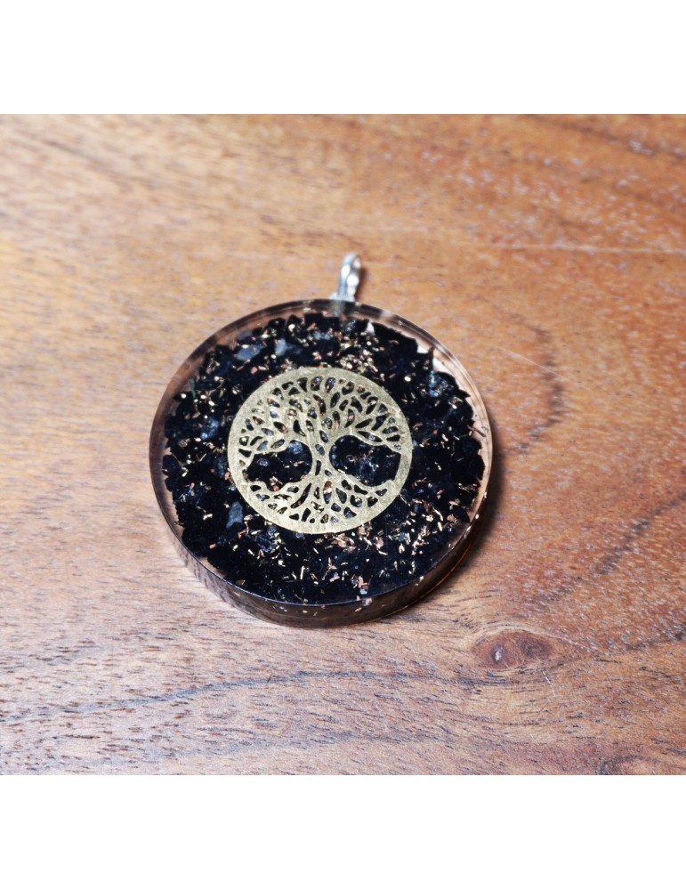 Pendentif Orgonite Arbre de Vie Tourmaline noire