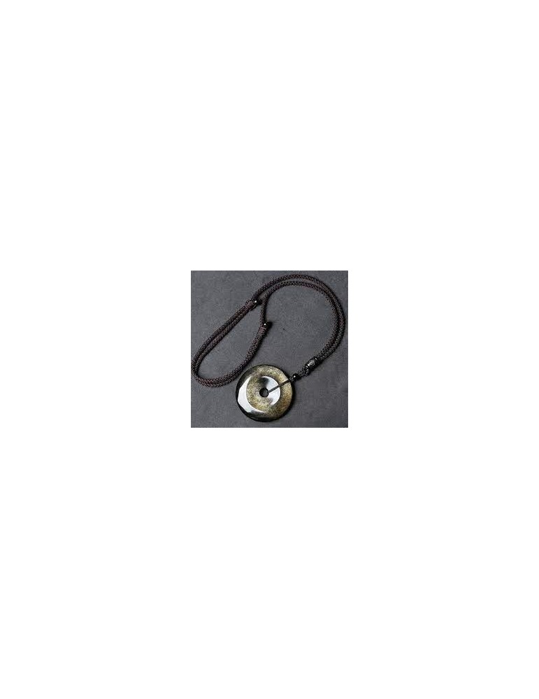 Pendentif Obsidienne Dorée donut