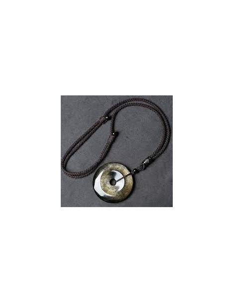 Pendentif Obsidienne Dorée donut