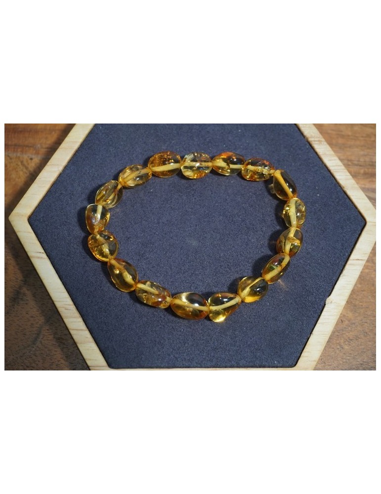 Bracelet adulte Ambre Miel Cognac