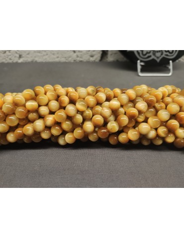 Fil Oeil de tigre blanc perles AA