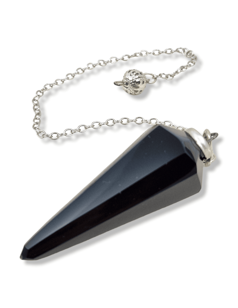 Black obsidian faceted pendulum