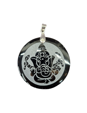 Pendentif Ganesh obsidienne