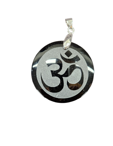 Pendentif Om obsidienne