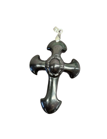 Pendentif croix obsidienne noire A