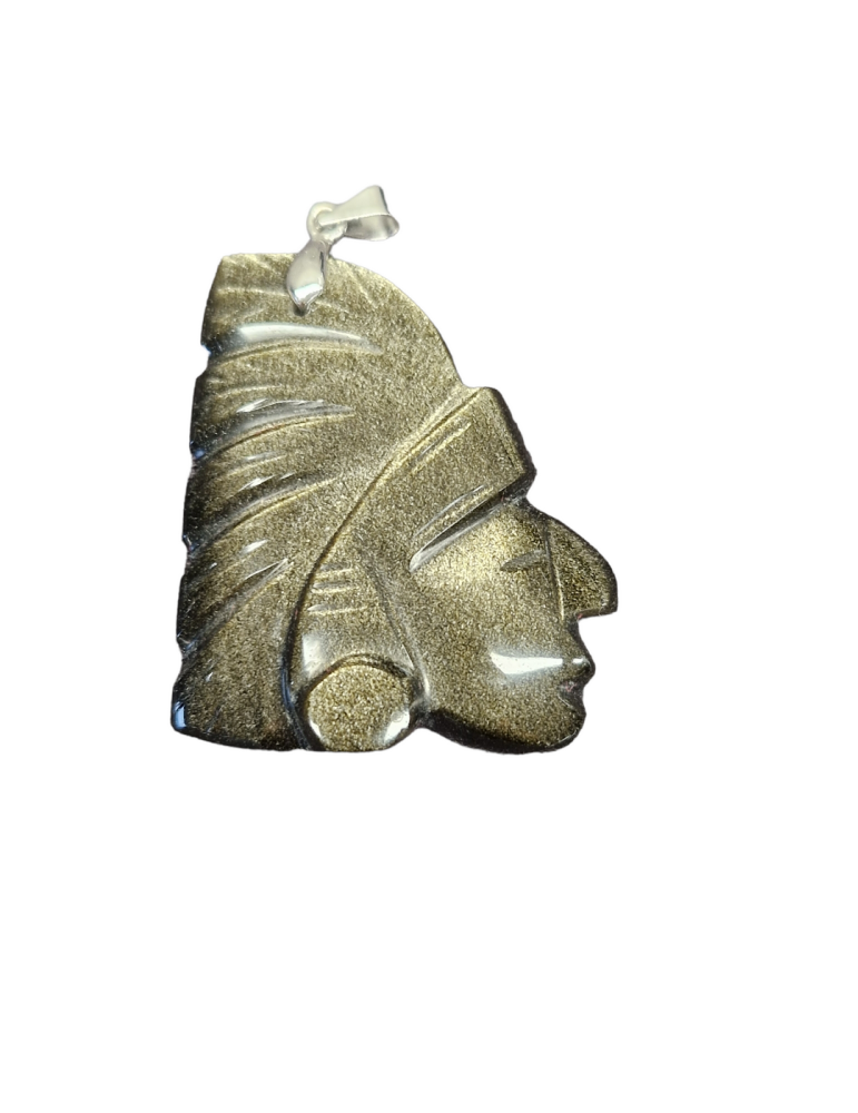 Pendentif Apache obsidienne dorée A