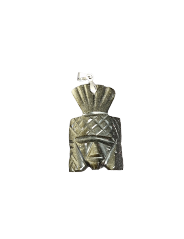 Pendentif Aztèque obsidienne dorée A