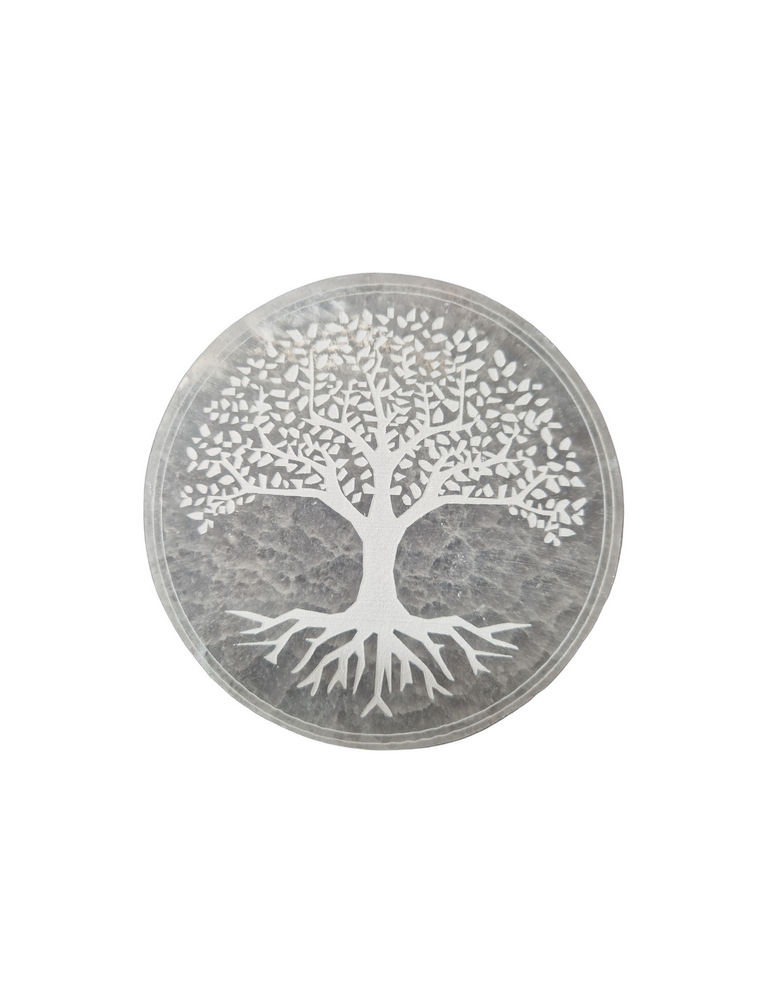 Sélénite Arbre de vie gravée