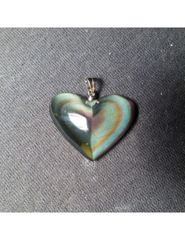 Pendentif coeur obsidienne oeil céleste AA