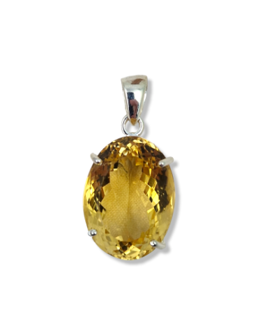 Pendentif facettes Citrine serti argent 925