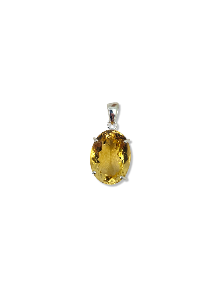 Faceted Citrine Pendant set in 925 Silver