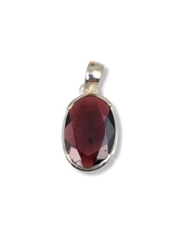 Pendentif facettes Grenat serti argent 925