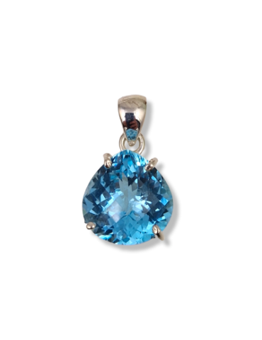 Pendentif Topaze bleue serti argent 925