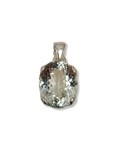 Pendentif Topaze incolore serti argent 925