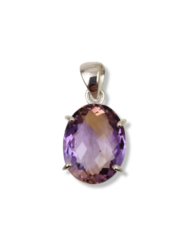 Pendentif facettes Amétrine serti argent 925