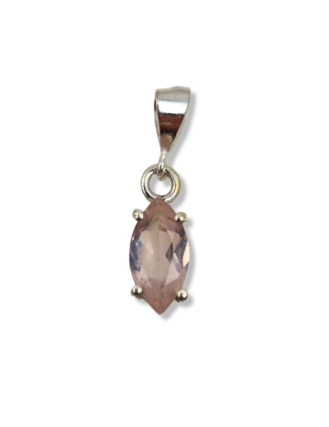 Pendentif facettes Quartz rose serti argent 925