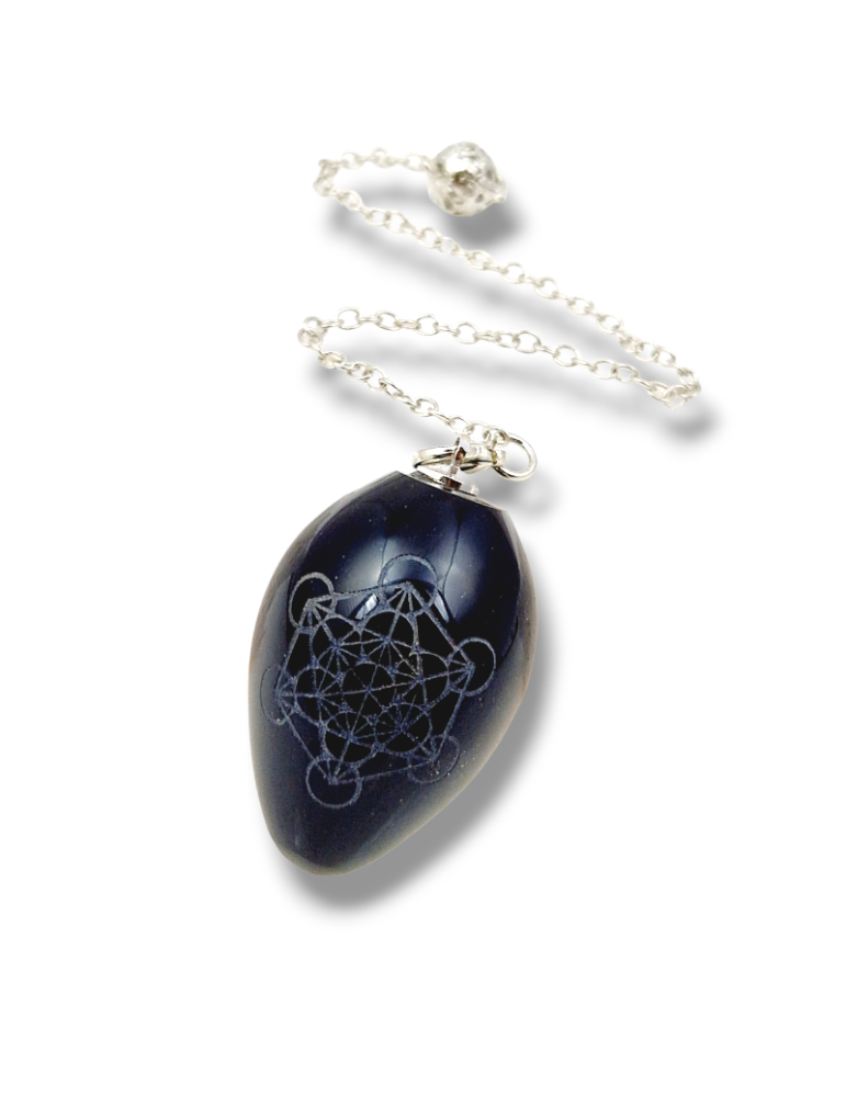 Pendule Métatron oeuf obsidienne AA