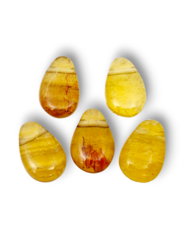 Pendentifs percés travers Fluorite jaune lot x5