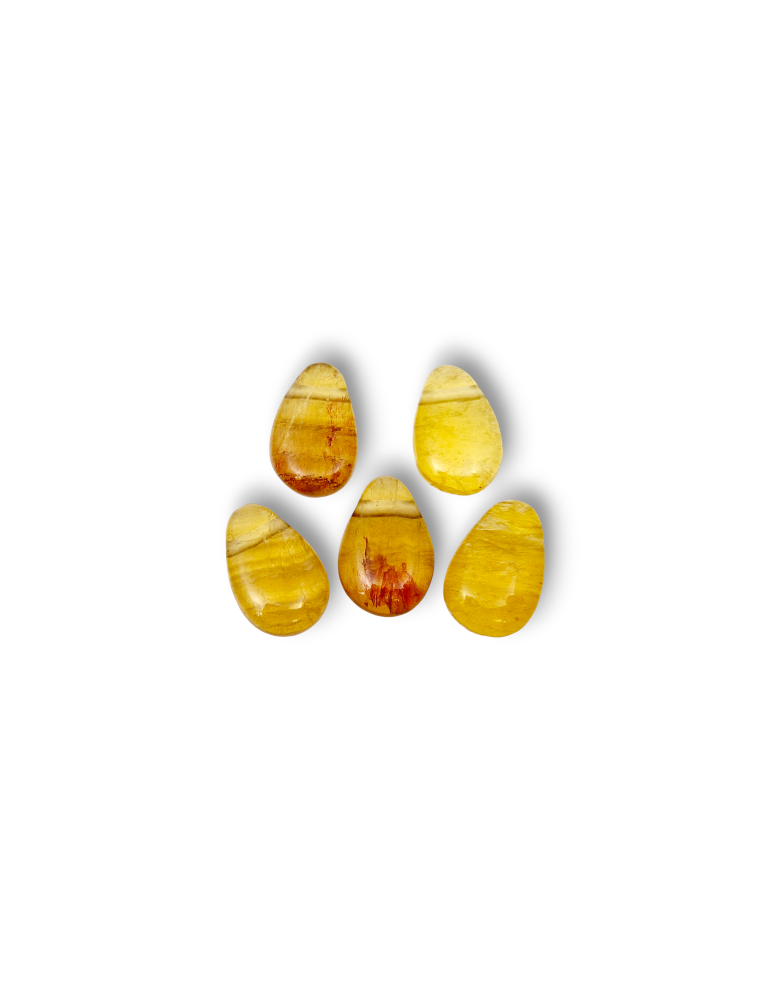 Pendentifs percés travers Fluorite jaune lot x5