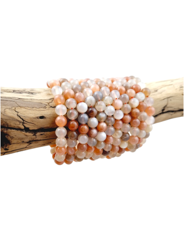 Bracelet pierre de lune multi couleurs perles AA